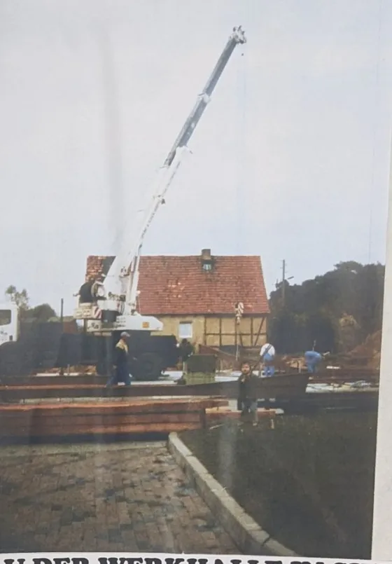 Bau der Werkhalle in Sieb, 1994